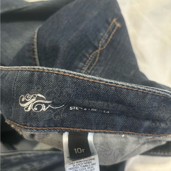 Express Women’s Stella Barely Boot Low Rise Embroidered Blue Jeans Size 10 Reg - Picture 3 of 8